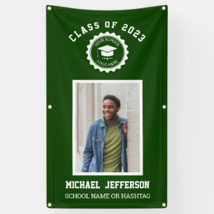 School logo or mascot Green Photo Graduation Banner
