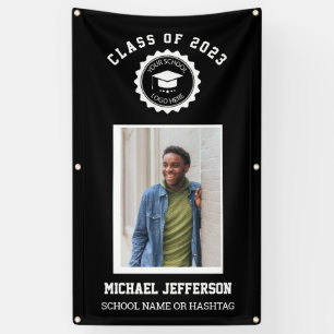 School logo or mascot Maroon Photo Graduation Banner