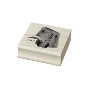 School Lunch Brown Bag Apple Milk Carton Stamp