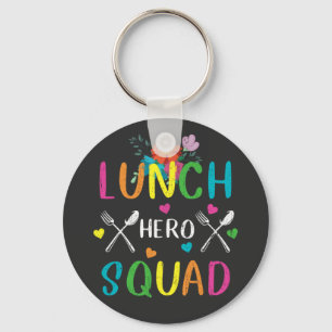 School Lunch Hero Squad Cafeteria Workers Button Key Ring