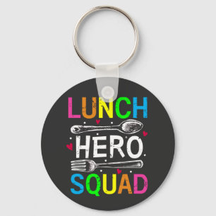 School Lunch Hero Squad Cafeteria Workers Button Key Ring