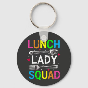 School Lunch Lady Squad Cafeteria Workers Button Key Ring