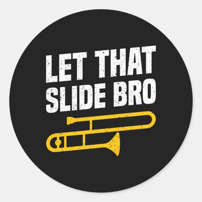 School Marching Band Trombone Classic Round Sticker (Front)