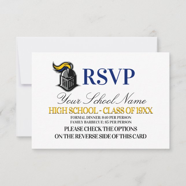 School Mascot Class Reunion RSVP Card (Front)