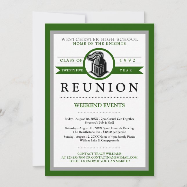School Mascot High School Reunion Invitations (Front)
