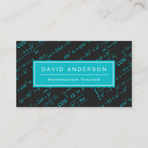 School Math Teacher Mathematics Equation Teal Blue Business Card