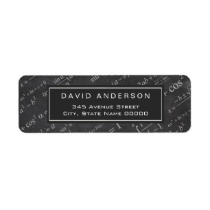 School Math Teacher Mathematics Formula Chalkboard Return Address Label