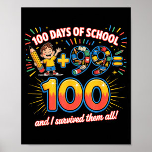 School Milestone 100 Days Learning Design Teachers Poster