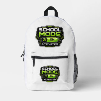 School Mode Activated Funny Gamer Back To School Printed Backpack