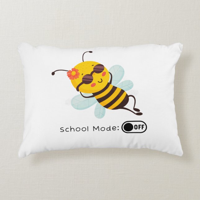 "School Mode: OFF - Chillin' Bee" Decorative Cushion (Front)