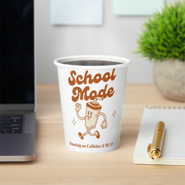School Mode: Running on Caffeine & Wi-Fi – Mug Paper Cups (Insitu)