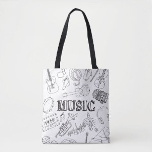 School Music Teacher Doodle Music Art Colouring Sc Tote Bag