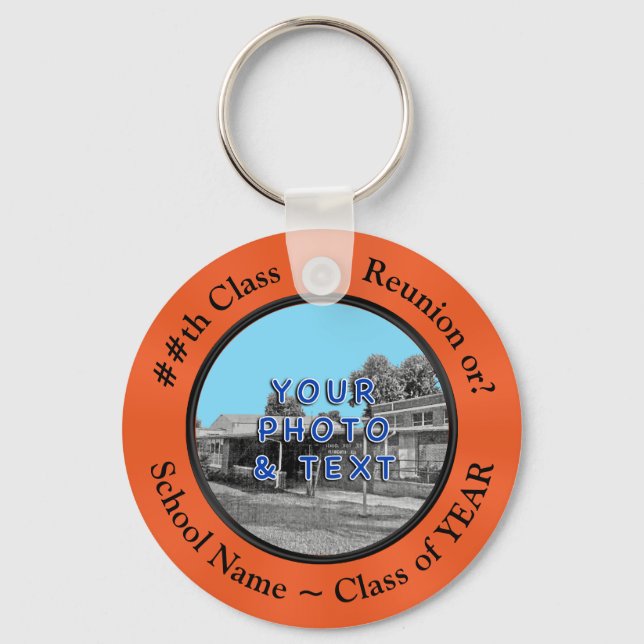School Name, Photo, Year Class Reunion Keychains (Front)