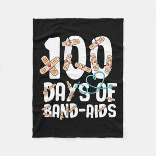 School Nurse 100 Days Of Bynd-aids Nurse 100th Day Fleece Blanket