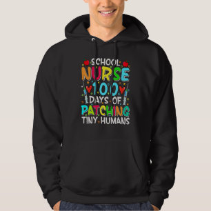 School Nurse 100 Days Of Patching Tiny Humans 100  Hoodie