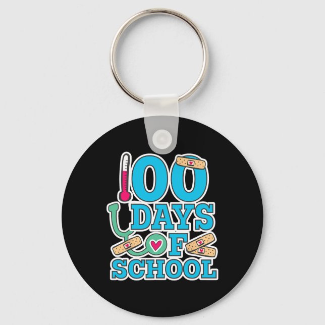 School Nurse 100 Days Of School  Key Ring (Front)