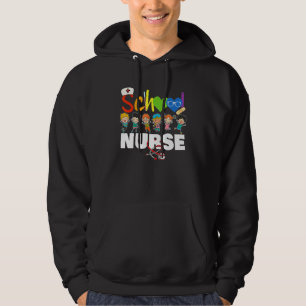 School Nurse Appreciation Stethoscope Nursing Back Hoodie