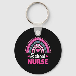 School Nurse Boho Rainbow Key Ring