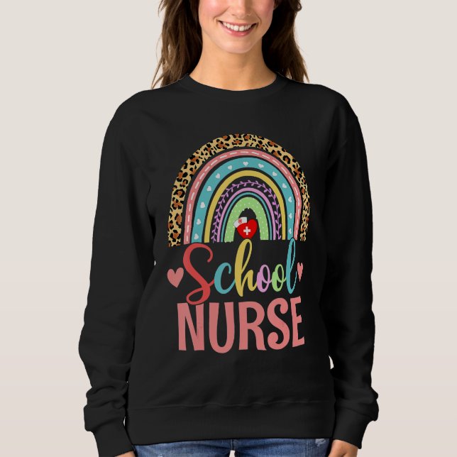 School Nurse Boho Rainbow Leopard Nurse Week 2022  Sweatshirt (Front)