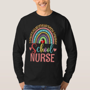 School Nurse Boho Rainbow Leopard Nurse Week 2022 T-Shirt