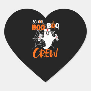 School Nurse Boo Boo Crew Ghost Retro Halloween Heart Sticker
