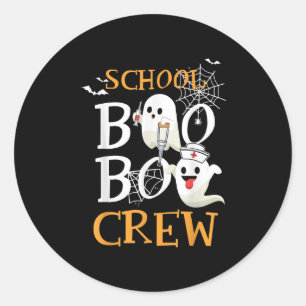 School Nurse Boo Crew Halloween Funny Cute Costume Classic Round Sticker