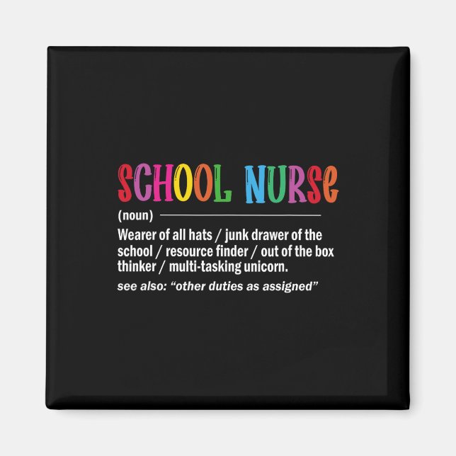 School Nurse Definition Byck To School Fun  Magnet (Front)