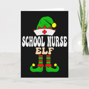 School Nurse Elf Xmas Matching Family Group Christ Card