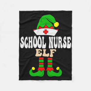 School Nurse Elf Xmas Matching Family Group Christ Fleece Blanket