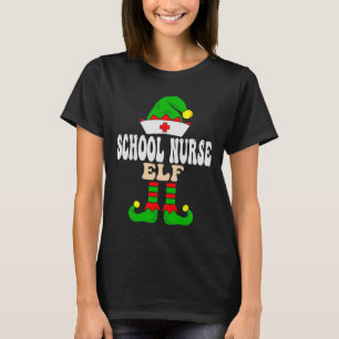 School Nurse Elf Xmas Matching Family Group Christ T-Shirt