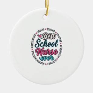 School Nurse Ever Vintage Engraving Shirt Design_1 Ceramic Ornament