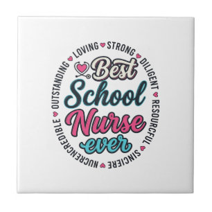 School Nurse Ever Vintage Engraving Shirt Design_1 Ceramic Tile
