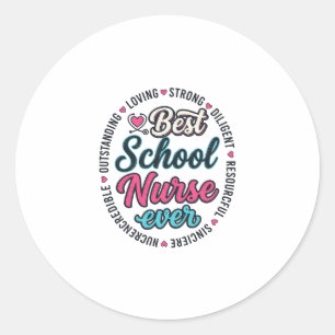 School Nurse Ever Vintage Engraving Shirt Design_1 Classic Round Sticker