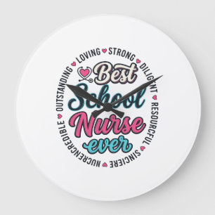 School Nurse Ever Vintage Engraving Shirt Design_1 Large Clock