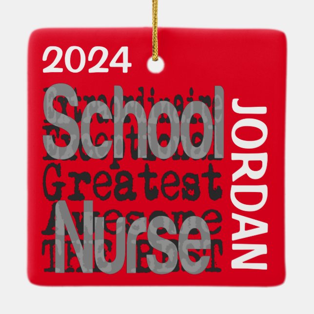 School Nurse Extraordinaire CUSTOM Ceramic Ornament (Back)