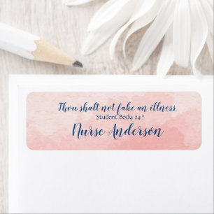 School Nurse; Fake an Illness; Blush Blue Return Address Label