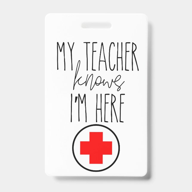 School Nurse hall pass ID Badge (Front)