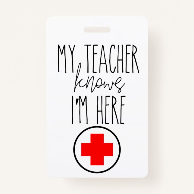 School Nurse hall pass ID Badge (Front)