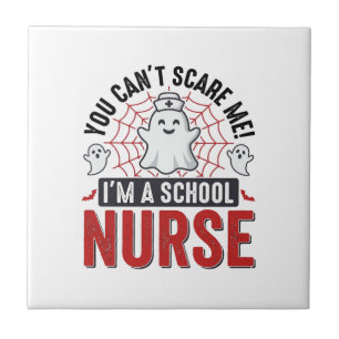 School Nurse Halloween Ghost Vintage Shirt Design_ Ceramic Tile