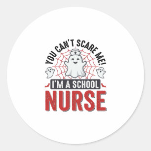 School Nurse Halloween Ghost Vintage Shirt Design_ Classic Round Sticker
