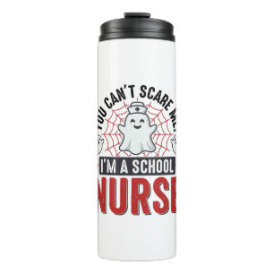 School Nurse Halloween Ghost Vintage Shirt Design_ Thermal Tumbler