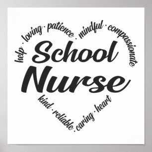 School Nurse Heart Word Cloud Poster