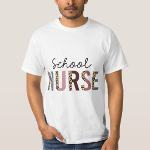 School Nurse Leopard Print Nursing Back to School  T-Shirt