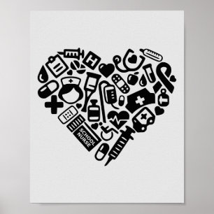 School Nurse Medical Icons; Healthcare Poster
