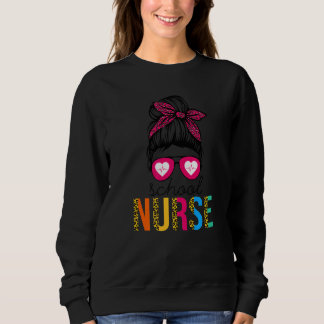 School Nurse Messy Bun Nursing Back To School Wome Sweatshirt