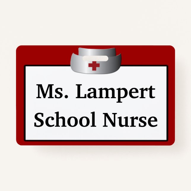 School Nurse Name Badge ID Badge (Front)