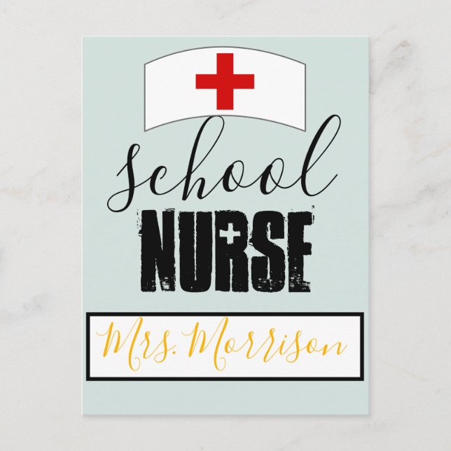 School Nurse Office Decor; stethoscope heart hat Postcard (Front)