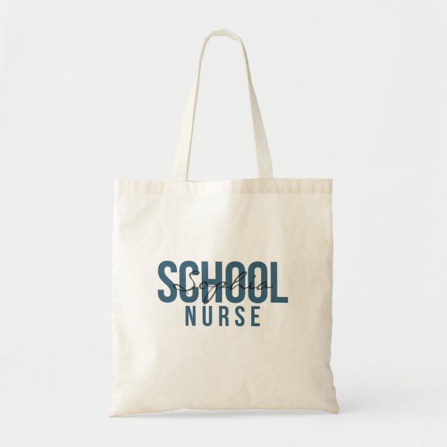 School Nurse Personalised Name Bold Typography Tote Bag (Front)