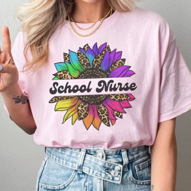 School Nurse Profession Rainbow Sunflower  T-Shirt (School Nurse Profession Rainbow Sunflower T-Shirt
)