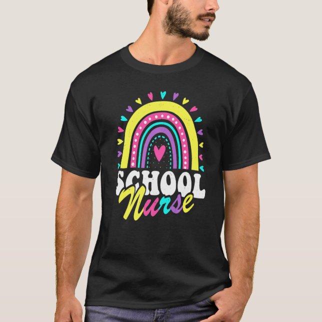 School Nurse Rainbow Back To School Women Cute Nur T-Shirt (Front)